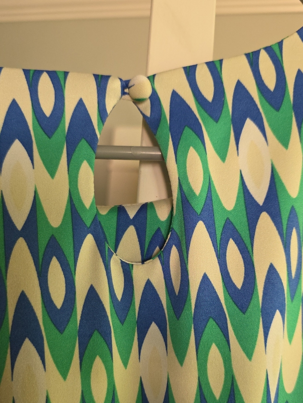 JB by Julie Brown Blue & Green Sleeveless Printed Dress, Size S - Picture 5 of 5
